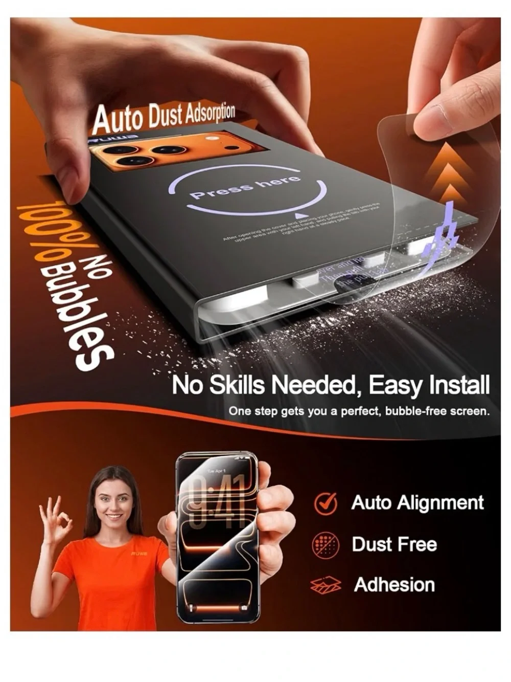 RUWA dust free Screen Protector (2-Pack) for iPhone 15 Pro Max - Clear MEW